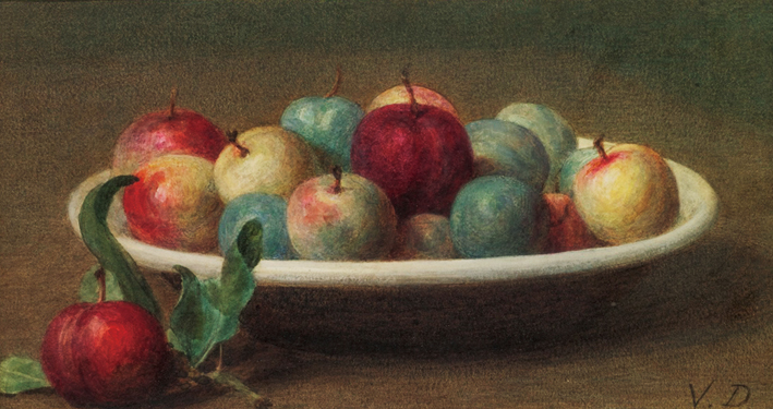  方丹·拉图尔 Fantin-Latour 静物苹果和李子 STILL LIFE WITH APPLES AND PLUMS IN A DISH